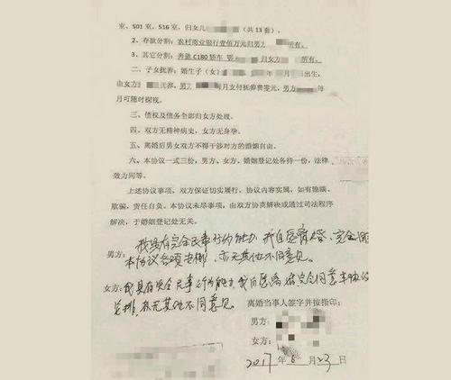 梦见离婚协议